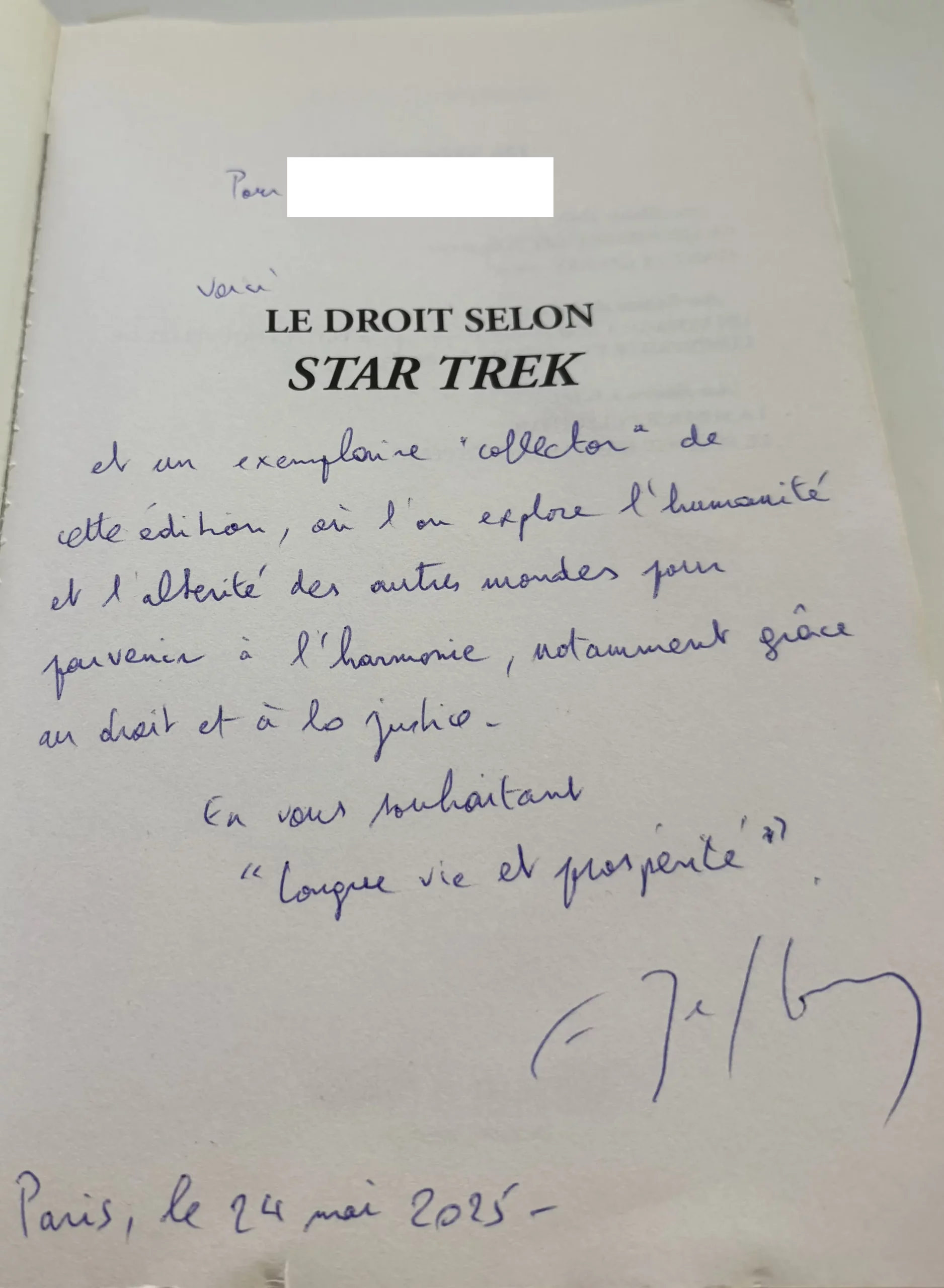 dédicace le droit selon star trek