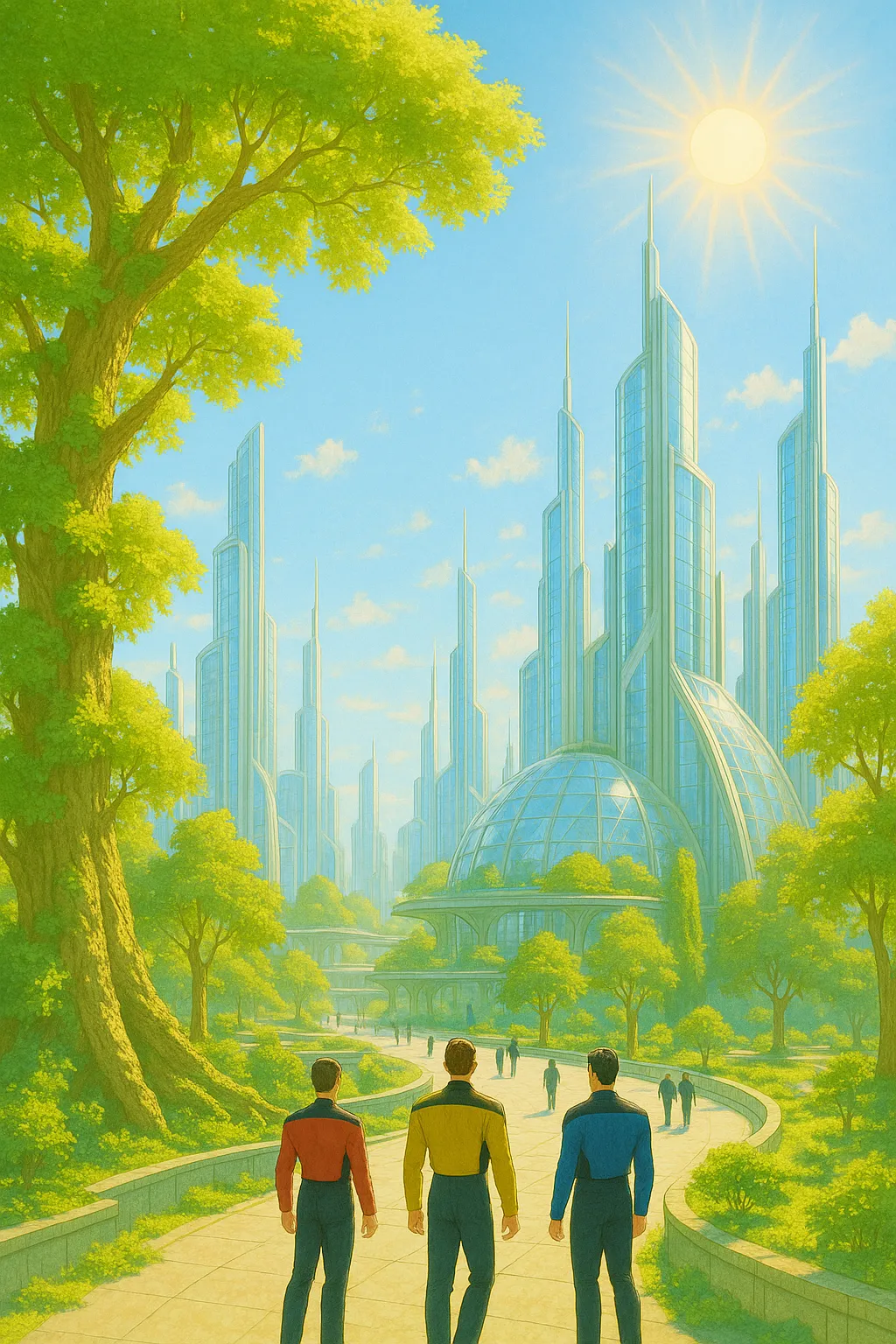 Vision solarpunk de la Fédération, entre nature et technologie