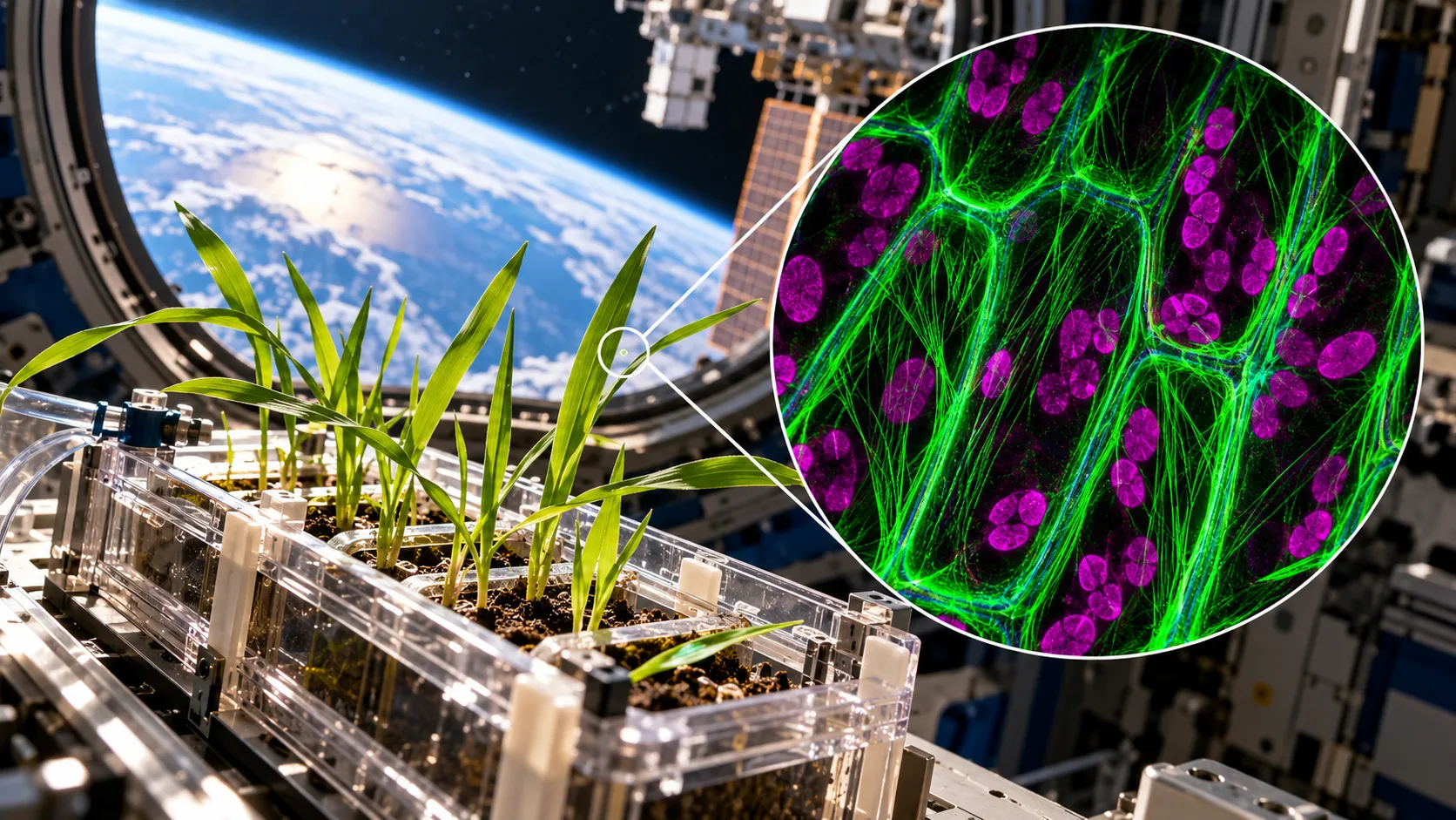 Culture de plantes dans l’espace et observation de cellules végétales en microgravité