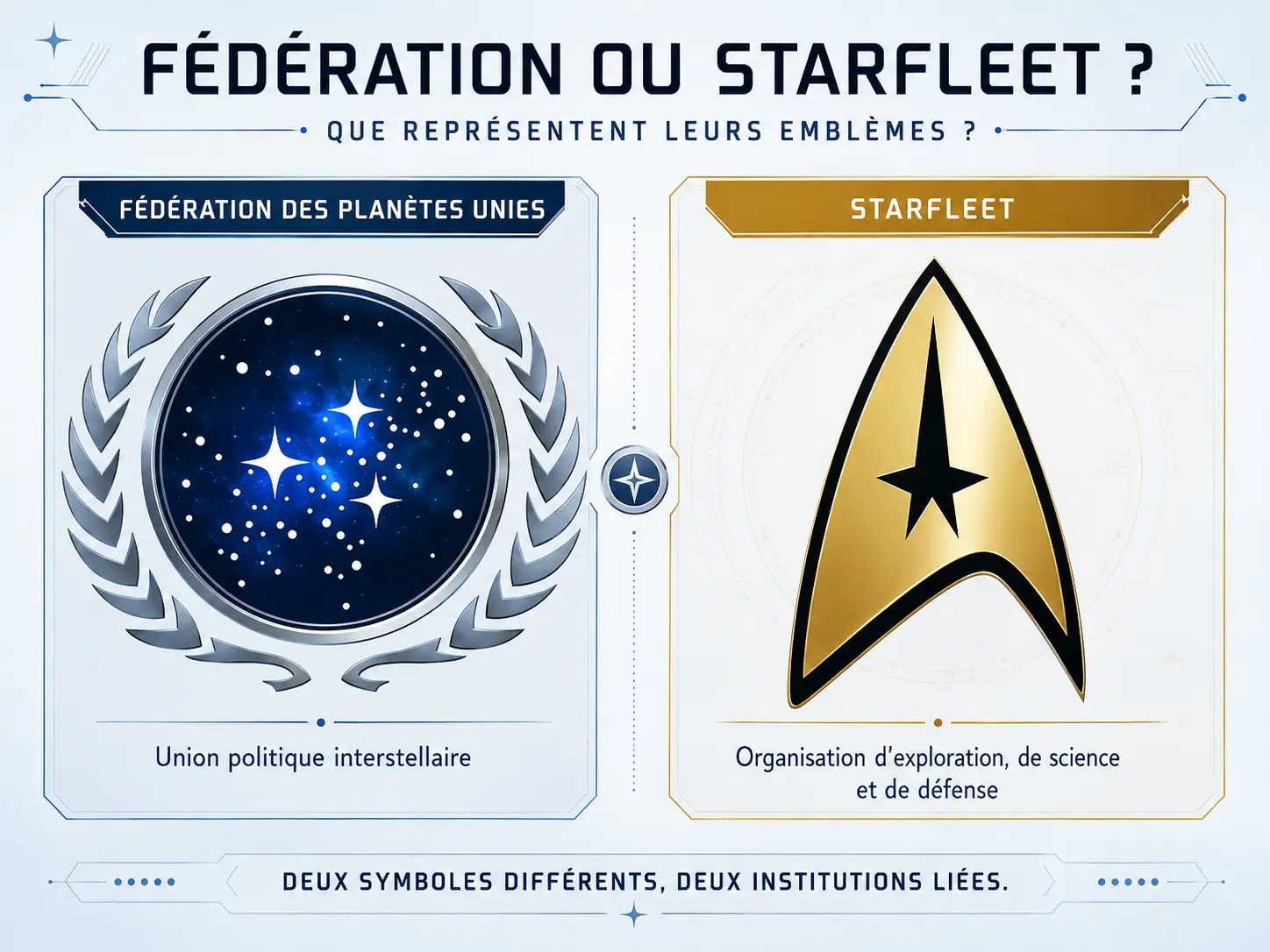 Fédération ou Starfleet : que représentent leurs emblèmes ? 1 emblèmes de la RFPU